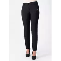 Женские брюки зауженые с высокой посадкой черного цвета с темными вставками